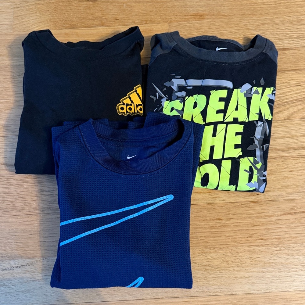 Boys Nike Adidas Long-Sleeve T Shirt Bundle, 3 pcs, Size 5